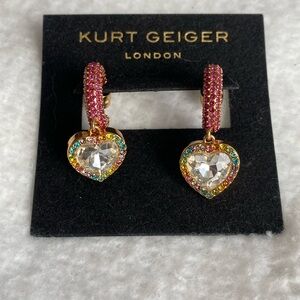🩷🌈Kurt Geiger London Beautiful NWT Heart Huggie Hoop Earrings🌈🩷